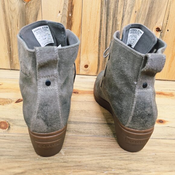 Sorel Toronto Waterproof Gray Lace-Up Wedge Boots Size 12 - Picture 4 of 6